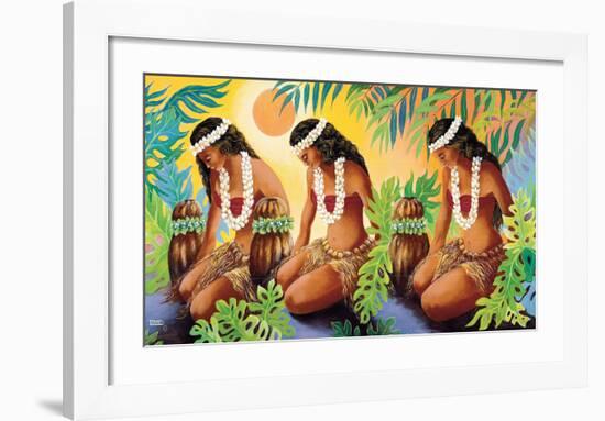 The Sun at the Source of Life, Hawaiian Hula Girls-Warren Rapozo-Framed Giclee Print