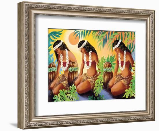 The Sun at the Source of Life, Hawaiian Hula Girls-Warren Rapozo-Framed Art Print