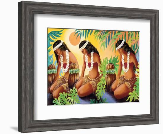 The Sun at the Source of Life, Hawaiian Hula Girls-Warren Rapozo-Framed Art Print