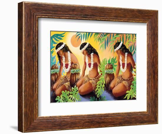 The Sun at the Source of Life, Hawaiian Hula Girls-Warren Rapozo-Framed Art Print