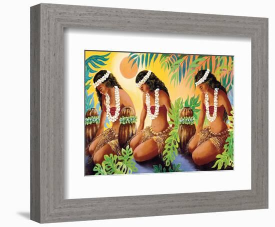 The Sun at the Source of Life, Hawaiian Hula Girls-Warren Rapozo-Framed Art Print