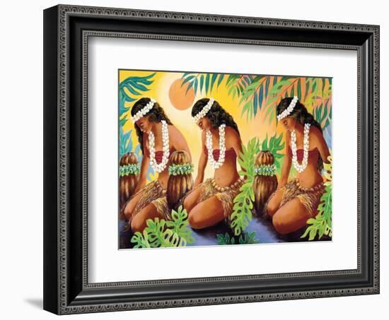 The Sun at the Source of Life, Hawaiian Hula Girls-Warren Rapozo-Framed Art Print