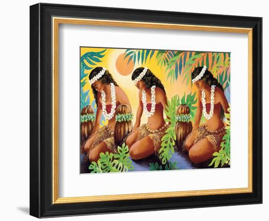 The Sun at the Source of Life, Hawaiian Hula Girls-Warren Rapozo-Framed Art Print