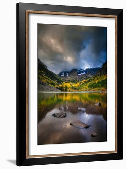 The Sun Breaks Through The Autumn Clouds On Maroon Lake In Maroon Bells Snowmass Wilderness-Jay Goodrich-Framed Photographic Print