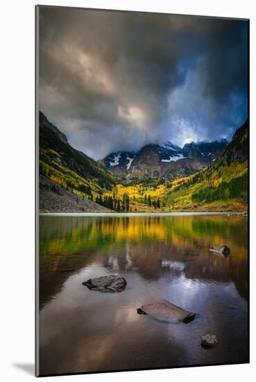 The Sun Breaks Through The Autumn Clouds On Maroon Lake In Maroon Bells Snowmass Wilderness-Jay Goodrich-Mounted Photographic Print