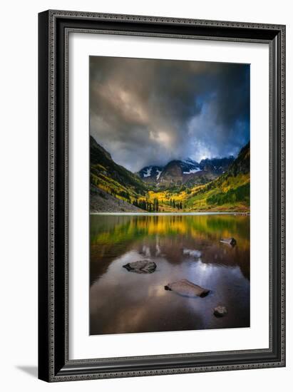 The Sun Breaks Through The Autumn Clouds On Maroon Lake In Maroon Bells Snowmass Wilderness-Jay Goodrich-Framed Photographic Print