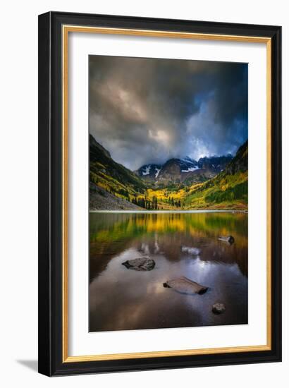 The Sun Breaks Through The Autumn Clouds On Maroon Lake In Maroon Bells Snowmass Wilderness-Jay Goodrich-Framed Photographic Print