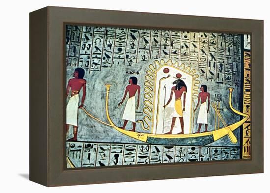 The Sun God Ra, Boat Scene-null-Framed Premier Image Canvas