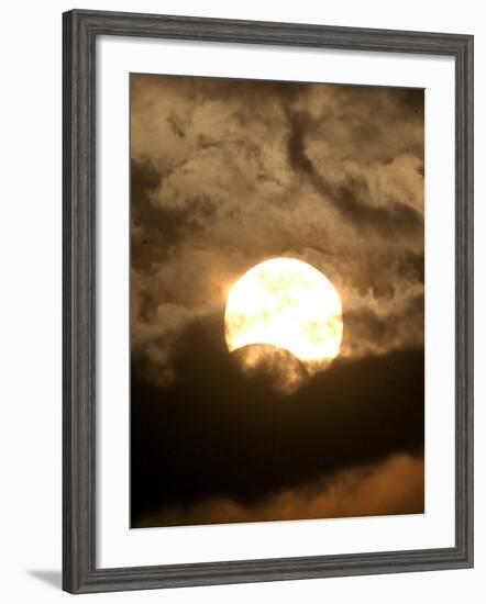 The Sun is Seen During the Solar Eclipse, in Madras, India-null-Framed Photographic Print