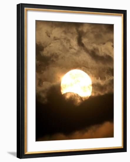 The Sun is Seen During the Solar Eclipse, in Madras, India-null-Framed Photographic Print