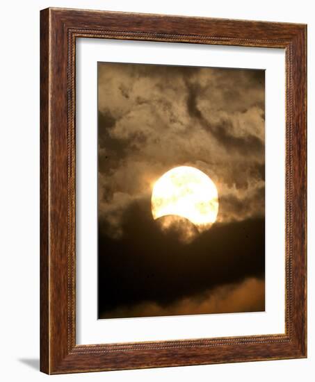 The Sun is Seen During the Solar Eclipse, in Madras, India-null-Framed Photographic Print