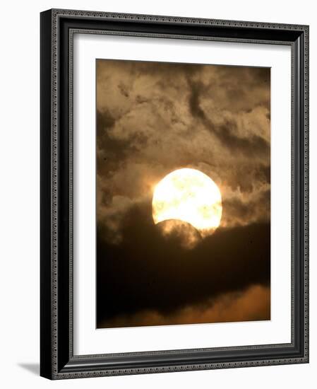 The Sun is Seen During the Solar Eclipse, in Madras, India-null-Framed Photographic Print