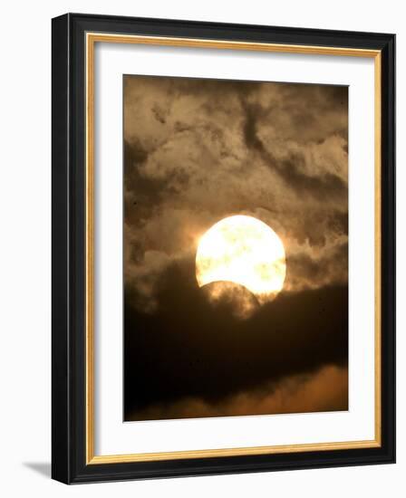 The Sun is Seen During the Solar Eclipse, in Madras, India-null-Framed Photographic Print