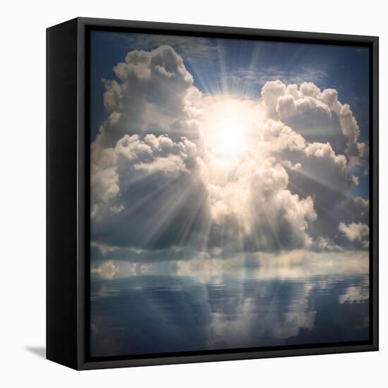 The Sun on Dramatic Sky over Sea-Kletr-Framed Stretched Canvas