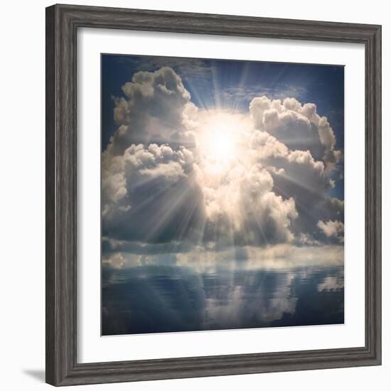 The Sun on Dramatic Sky over Sea-Kletr-Framed Premium Giclee Print