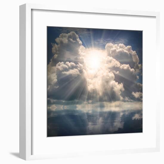 The Sun on Dramatic Sky over Sea-Kletr-Framed Premium Giclee Print
