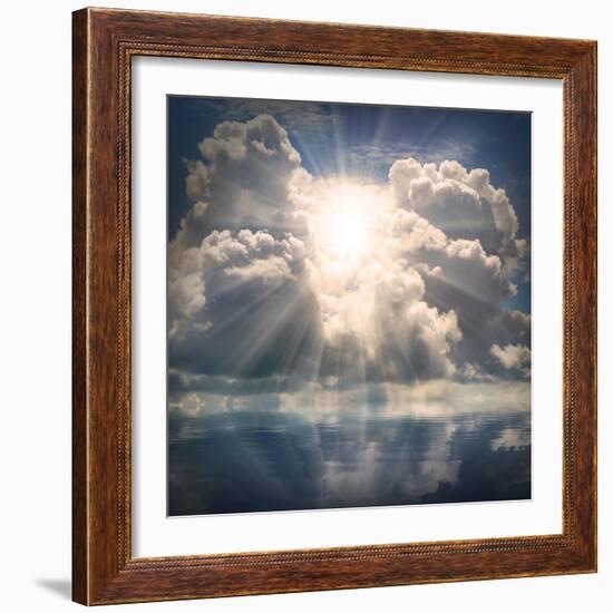 The Sun on Dramatic Sky over Sea-Kletr-Framed Premium Giclee Print