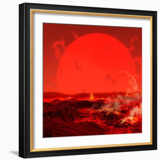 The Sun Seen from a Molten Earth 3 Billion Years from Now-Stocktrek Images-Framed Photographic Print