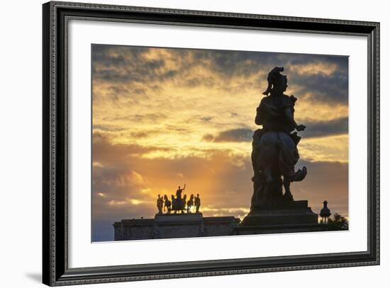 The Sun Sets behind Arc De Triomph Du Carrousel.-Jon Hicks-Framed Photographic Print