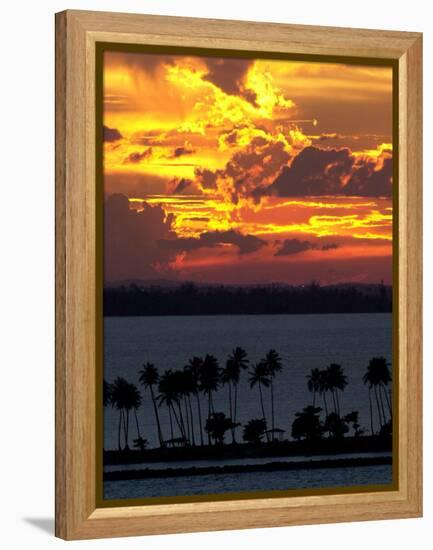 The Sun Sets Over the Bay of San Juan, Puerto Rico-null-Framed Premier Image Canvas