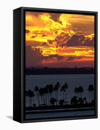 The Sun Sets Over the Bay of San Juan, Puerto Rico-null-Framed Premier Image Canvas