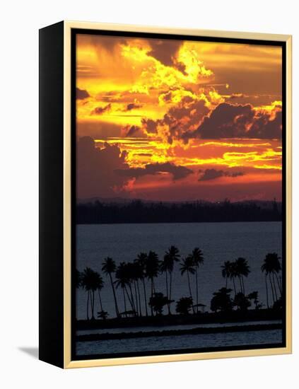 The Sun Sets Over the Bay of San Juan, Puerto Rico-null-Framed Premier Image Canvas