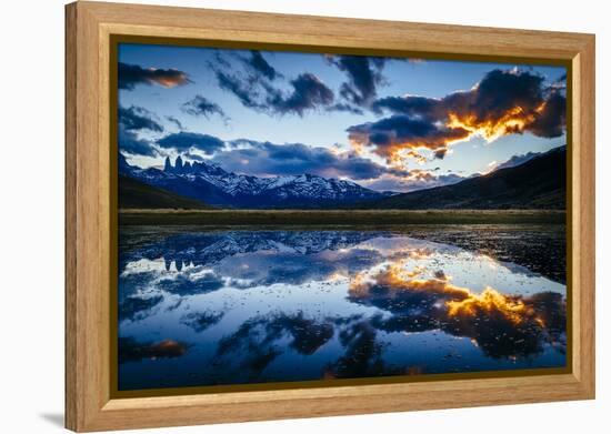 The Sun Sets Over The Towers Of Paine In Torres Del Paine National Park, Chile-Jay Goodrich-Framed Premier Image Canvas