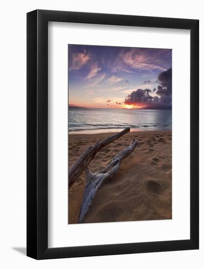 The Sun Setting over the Ocean on North Kaanapali Beach in Maui, Hawaii-Clint Losee-Framed Photographic Print