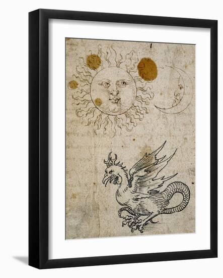 The Sun, The Moon and a Basilisk, Around 1512-Albrecht Dürer-Framed Giclee Print