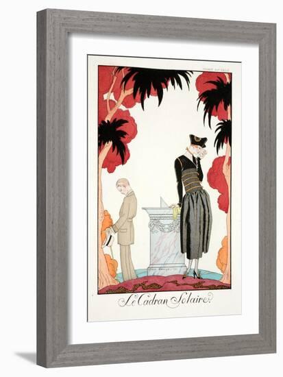 The Sundial, from 'Falbalas and Fanfreluches, Almanach des Modes Présentes,-Georges Barbier-Framed Giclee Print