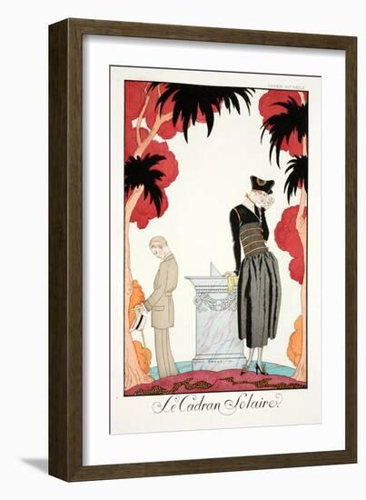 The Sundial, from 'Falbalas and Fanfreluches, Almanach des Modes Présentes,-Georges Barbier-Framed Giclee Print