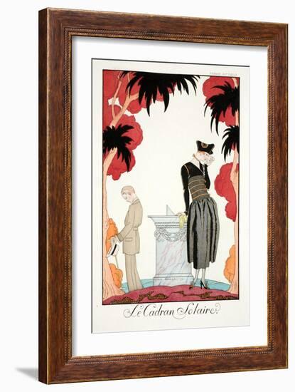 The Sundial, from 'Falbalas and Fanfreluches, Almanach des Modes Présentes,-Georges Barbier-Framed Giclee Print