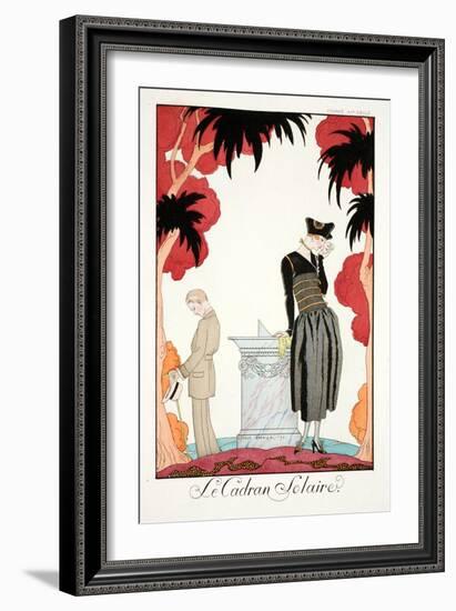 The Sundial, from 'Falbalas and Fanfreluches, Almanach des Modes Présentes,-Georges Barbier-Framed Giclee Print