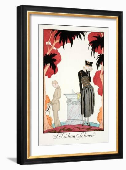 The Sundial, from 'Falbalas and Fanfreluches, Almanach des Modes Présentes,-Georges Barbier-Framed Giclee Print