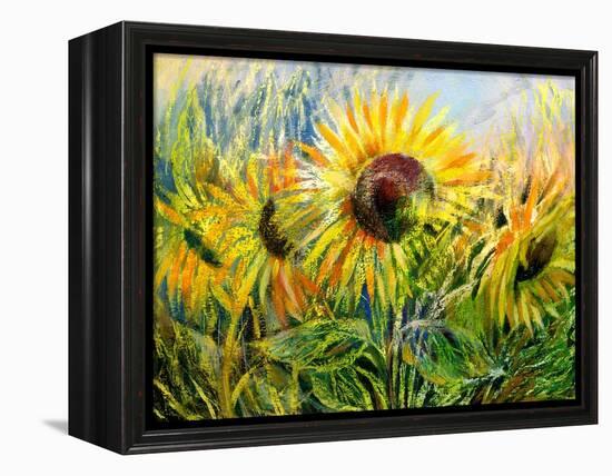 The Sunflowers Drawn By Gouache On A Paper-balaikin2009-Framed Stretched Canvas