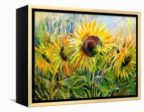 The Sunflowers Drawn By Gouache On A Paper-balaikin2009-Framed Stretched Canvas