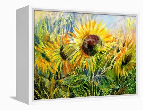 The Sunflowers Drawn By Gouache On A Paper-balaikin2009-Framed Stretched Canvas