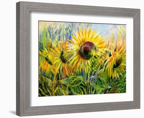 The Sunflowers Drawn By Gouache On A Paper-balaikin2009-Framed Art Print