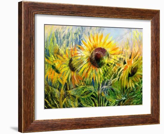 The Sunflowers Drawn By Gouache On A Paper-balaikin2009-Framed Art Print