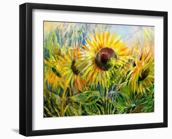 The Sunflowers Drawn By Gouache On A Paper-balaikin2009-Framed Art Print