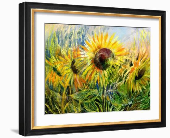 The Sunflowers Drawn By Gouache On A Paper-balaikin2009-Framed Art Print