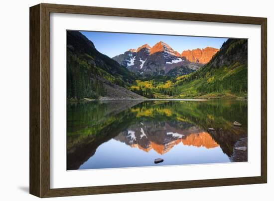 The Sunrises Over Maroon Lake At The Base Of The Aspen Snowmass Wilderness, Aspen, Colorado-Jay Goodrich-Framed Photographic Print