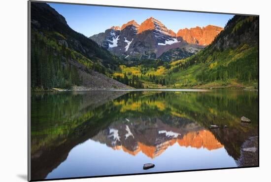 The Sunrises Over Maroon Lake At The Base Of The Aspen Snowmass Wilderness, Aspen, Colorado-Jay Goodrich-Mounted Photographic Print