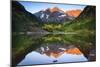 The Sunrises Over Maroon Lake At The Base Of The Aspen Snowmass Wilderness, Aspen, Colorado-Jay Goodrich-Mounted Photographic Print