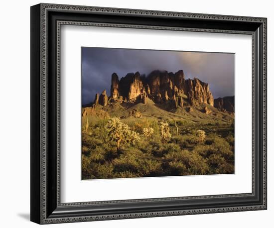 The Superstition Mountains in Lost Dutchman State Park, Arizona-Greg Probst-Framed Photographic Print