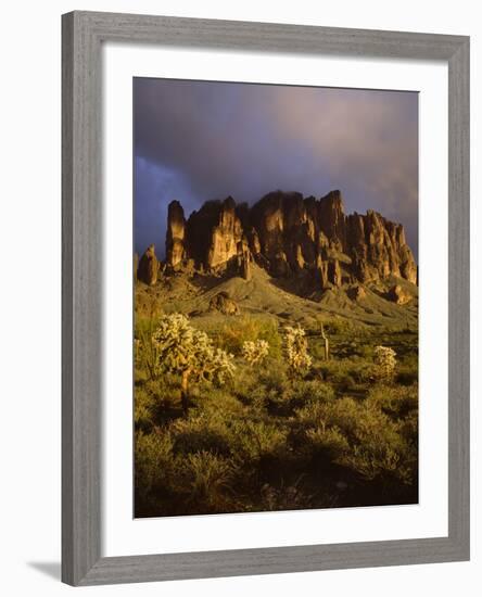 The Superstition Mountains in Lost Dutchman State Park, Arizona-Greg Probst-Framed Photographic Print