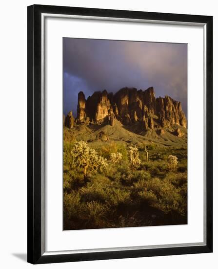 The Superstition Mountains in Lost Dutchman State Park, Arizona-Greg Probst-Framed Photographic Print