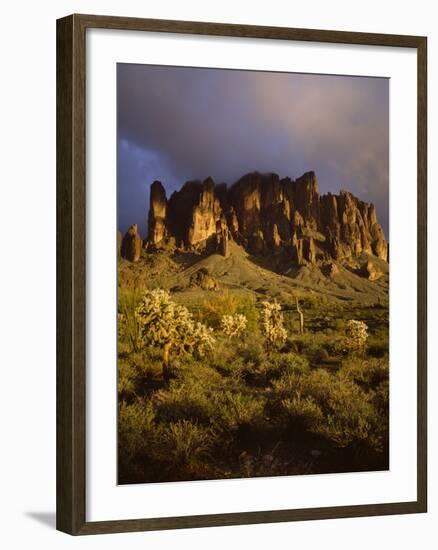 The Superstition Mountains in Lost Dutchman State Park, Arizona-Greg Probst-Framed Photographic Print