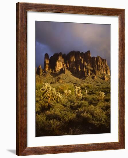 The Superstition Mountains in Lost Dutchman State Park, Arizona-Greg Probst-Framed Photographic Print