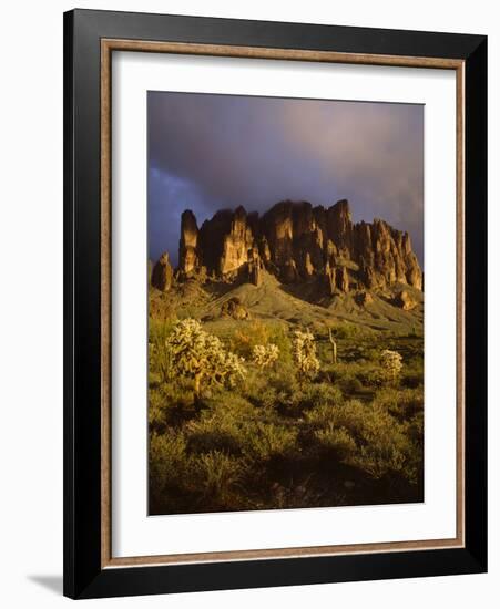 The Superstition Mountains in Lost Dutchman State Park, Arizona-Greg Probst-Framed Photographic Print